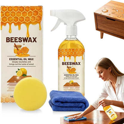 ScratchErase Beeswax Floor Spray,2026 New 350ml-Beeswax Wood Polish,Multifunctional Furniture Cleaner,Premium Wood Wax for Tables and Chairs,Portable Wood Spray for Home,Furniture Polish Kit (1 Set)
