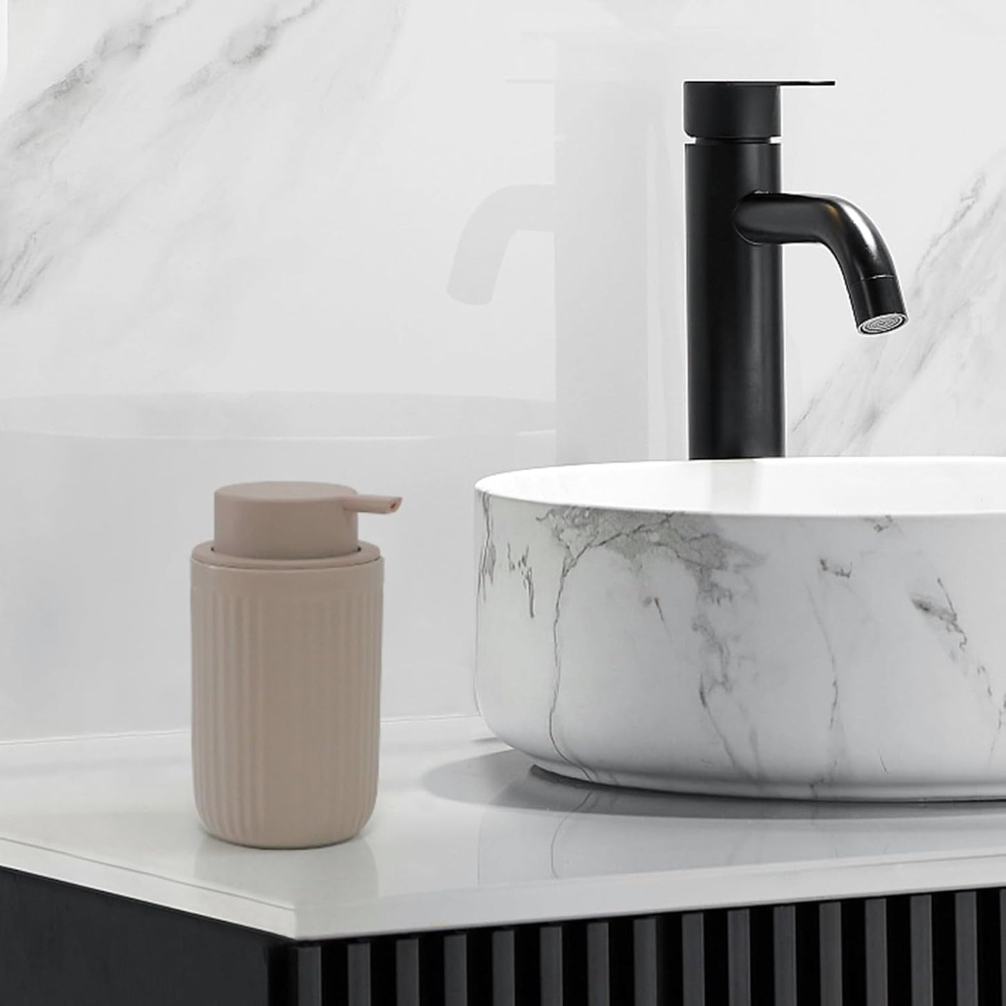 BosilunLife Dish Hand Soap Dispenser - Liquid Pump Soap Dispenser for Bathroom Decro 12oz Ceramic Kitchen Dish Dispenser with Rust-Proof Liquid Pump Modern Refillable Lotion Bottles