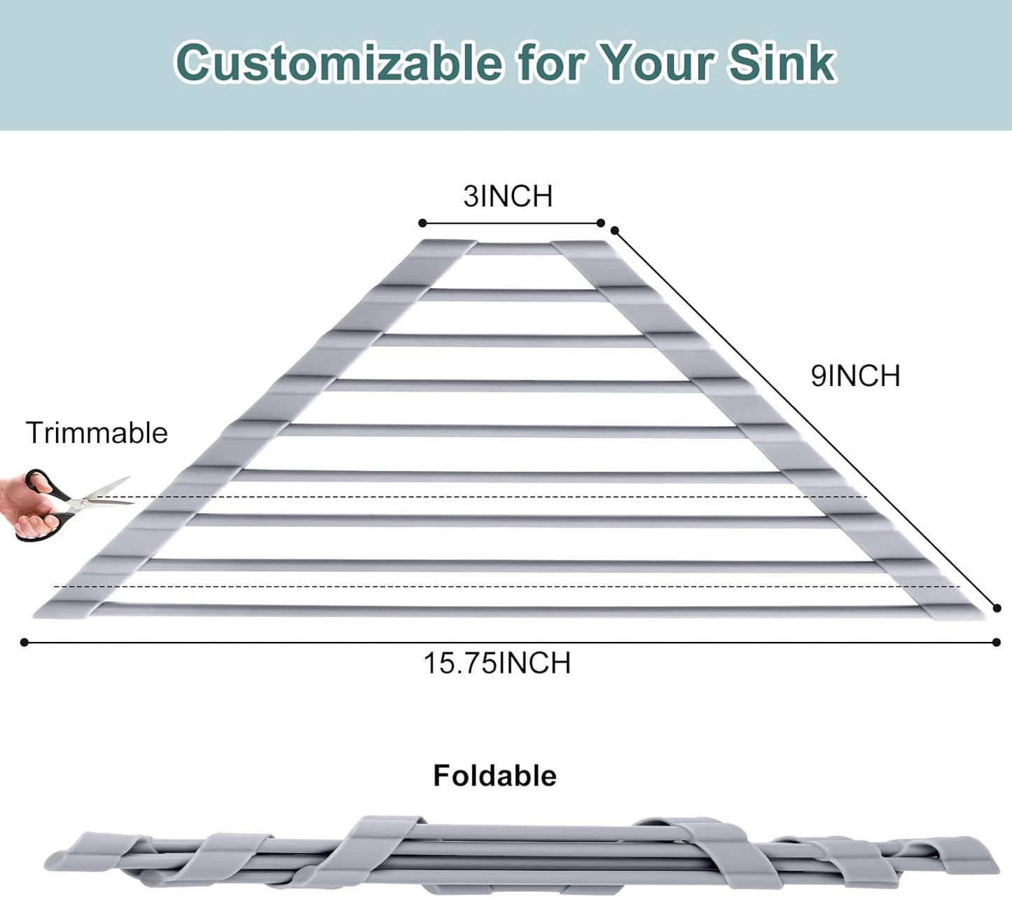 MERRYBOX Triangle Roll Up Dish Drying Rack Over The Sink, 2025 Anti-Rust Sink Drying Rack with Full Silicone Wrapped for Top of Corner, Anti-Slip Organizer for Kitchen