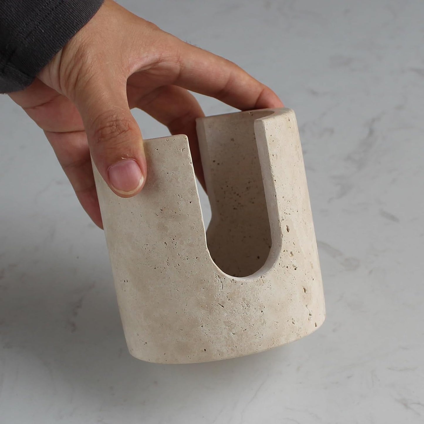 Natural Travertine Marble Sponge Holder for Kitchen Sink, Drying Rack, Compact Sink Caddy Organizer - Calacatta Viola Marble