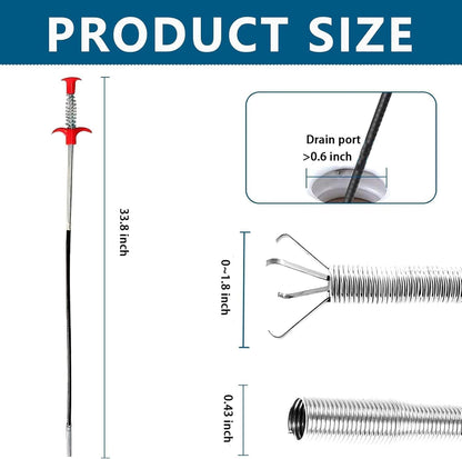 76 Inch Drain Snake Clog Remover, Flexible 4-Claw Grabber Tool,Toilet Sink Shower Bathtub Drain Cleaner for Hair Removal