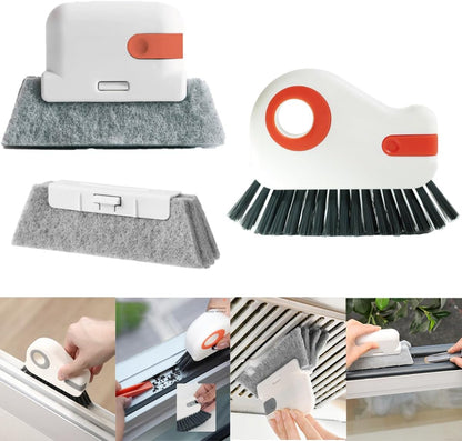 Window Track Cleaning Brush with Hidden Scraper for Sliding Door and Window Tracks, Shutters, Kitchen Sink Cleaning