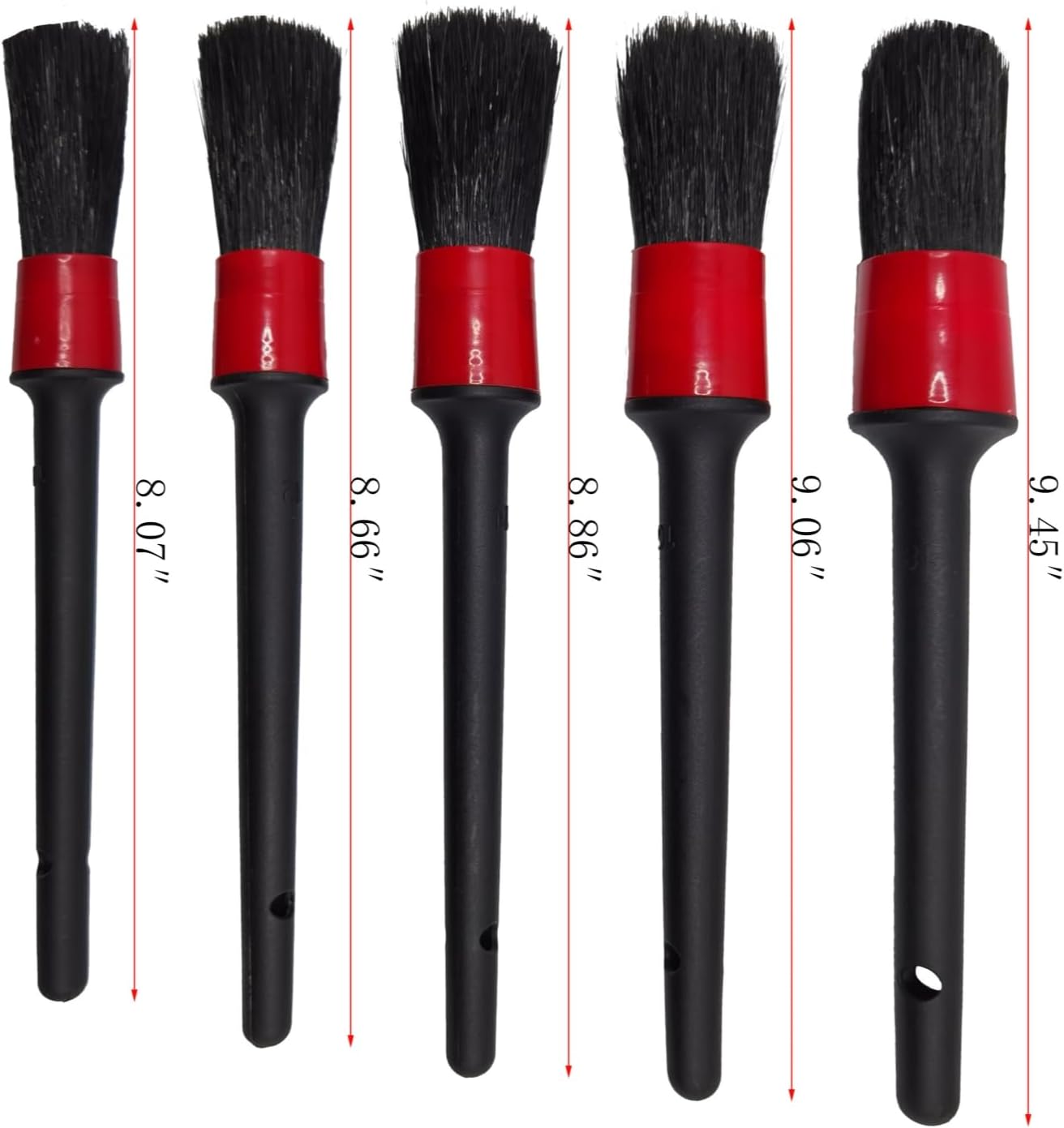 Car Detailing Brush Set of 5 - Soft Boar Hair, Car Cleaning Brush, Wheel Cleaner Brush, Car Dust Brush, Car Interior Leather Seat and Vent Brush, Parts Cleaner Brush