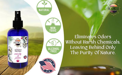 Water Lily Jasmine Air Freshener - Room Spray - Odor Eliminator - Deodorizer - Car Air Freshener - Home Spray - Linen Spray - Fabric Refresher - None Toxic - Alcohol Free - Made in USA (8 Oz)