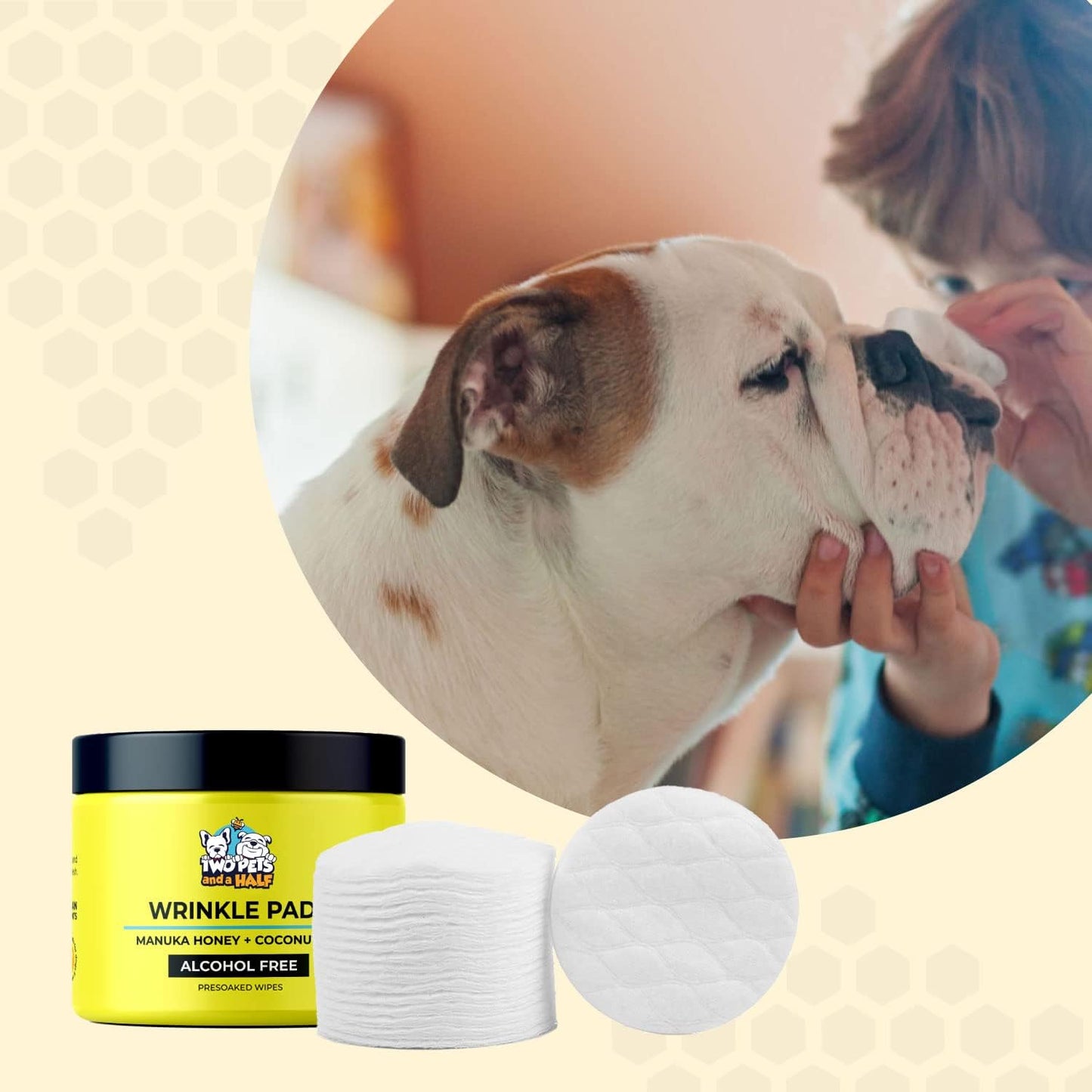 Paste for Bulldogs Wrinkle 2oz+ 50 Wrinkle Wipes French Bulldog (Pack of 2)- Wrinkle Cream for Dogs, Frenchie, English Bulldog, Pug- Cleans Rashes,Tail Pockets, Dry Skin & Paws (Made In USA)