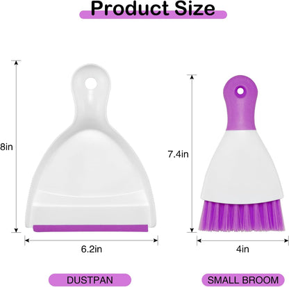 NACENA Mini Dustpan and Brush Set 2 Pack, Small Broom and Dustpan Set Dust Pan and Mini Hand Broom Dustpan and Broom Combo Compact for Home Table Keyboards Sofa Kitchen, Blue