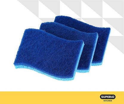 Non-Scratch Cellulose Sponge Kitchen Scrub Sponge with Scouring Pad Set, Good for Non-Stick Cookware Frying Pan, Pot, Counter Top, Sink Scrubbing, Kitchen Scrubbers, Pack of 2, (Red/Pink)