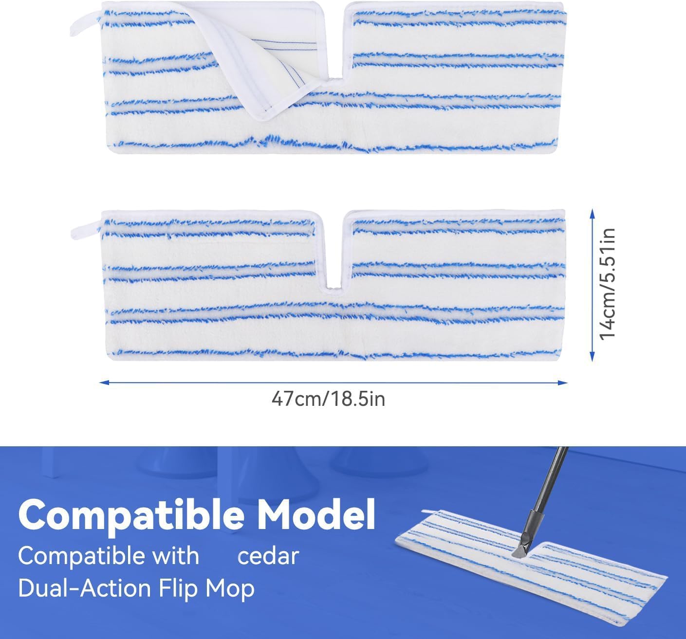 Mop Heads Replacements Compatible with Cedar Dual-Action Flip Mop - Microfiber Mop Replace Pads for Dry/Wet Use - Reusable Washable Dust Mop Refills for Floor Cleaning,5 Pack