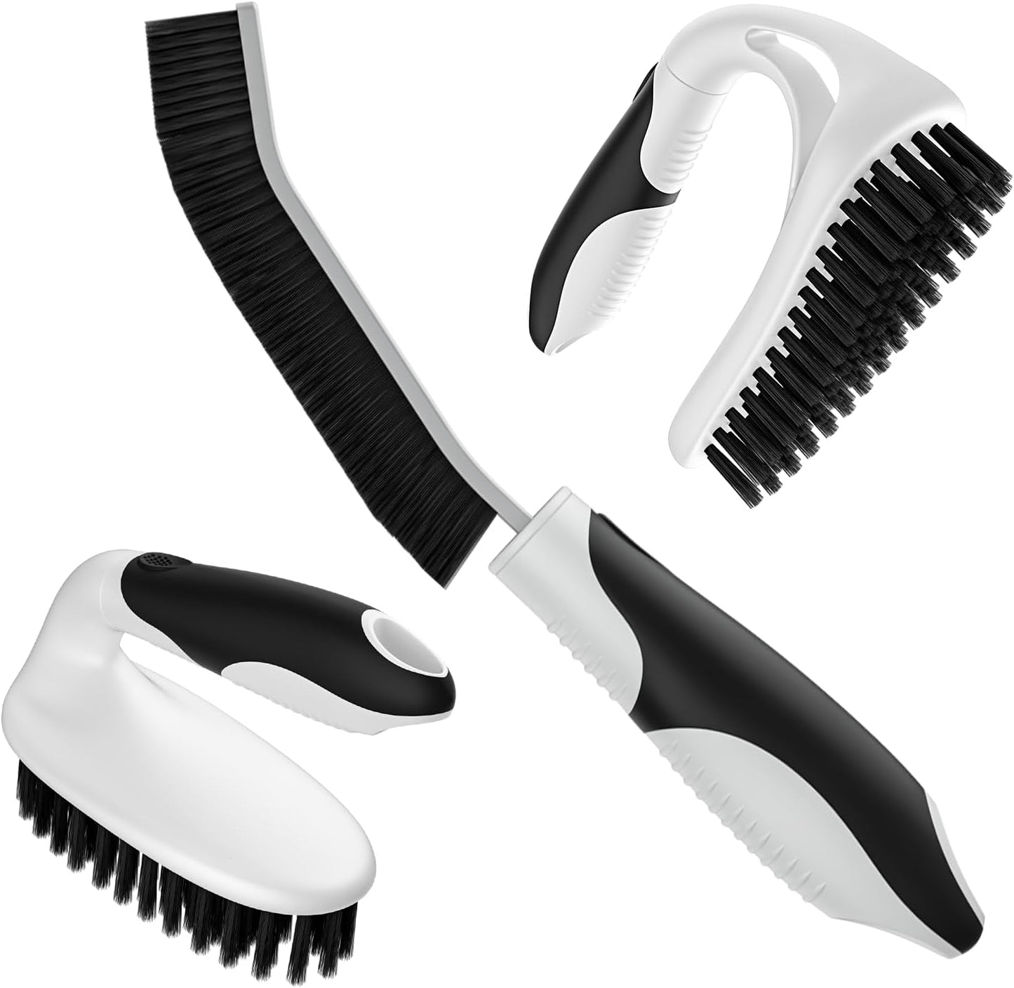 Cleangor Scrub Brush Set, Heavy Duty Scrub Brushes Crevice Cleaning Brush with Stiff Bristles, 3 Different Brushes Included for Household Use, Grout, Tile, Bathroom, Kitchen, Bathtub, Floor