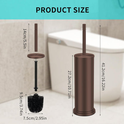 Chrome Toilet Brush and Holder Set,304 Stainless Steel Toilet Brush for Bathroom with Long Handle, Heavy Duty Toilet Bowl Brush,Removable Inner Bowl and Splash Protection,Deep Cleaning