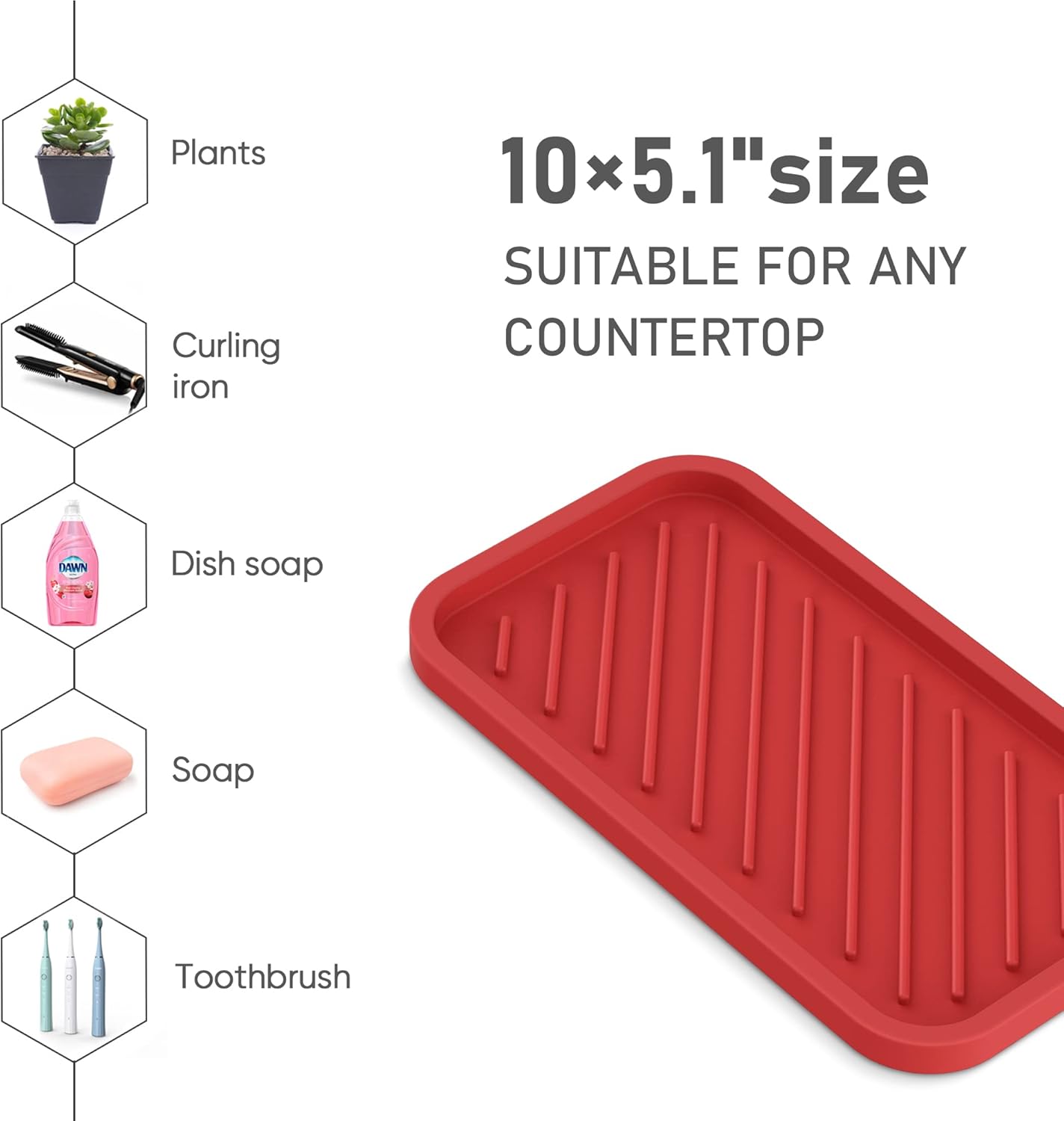 EG-SIPRO Silicone Sponge Holder, Kitchen Sink Organizer Tray, Sponge Caddy for Bathroom Counter, Dish Soap Holder, Scouring Pad