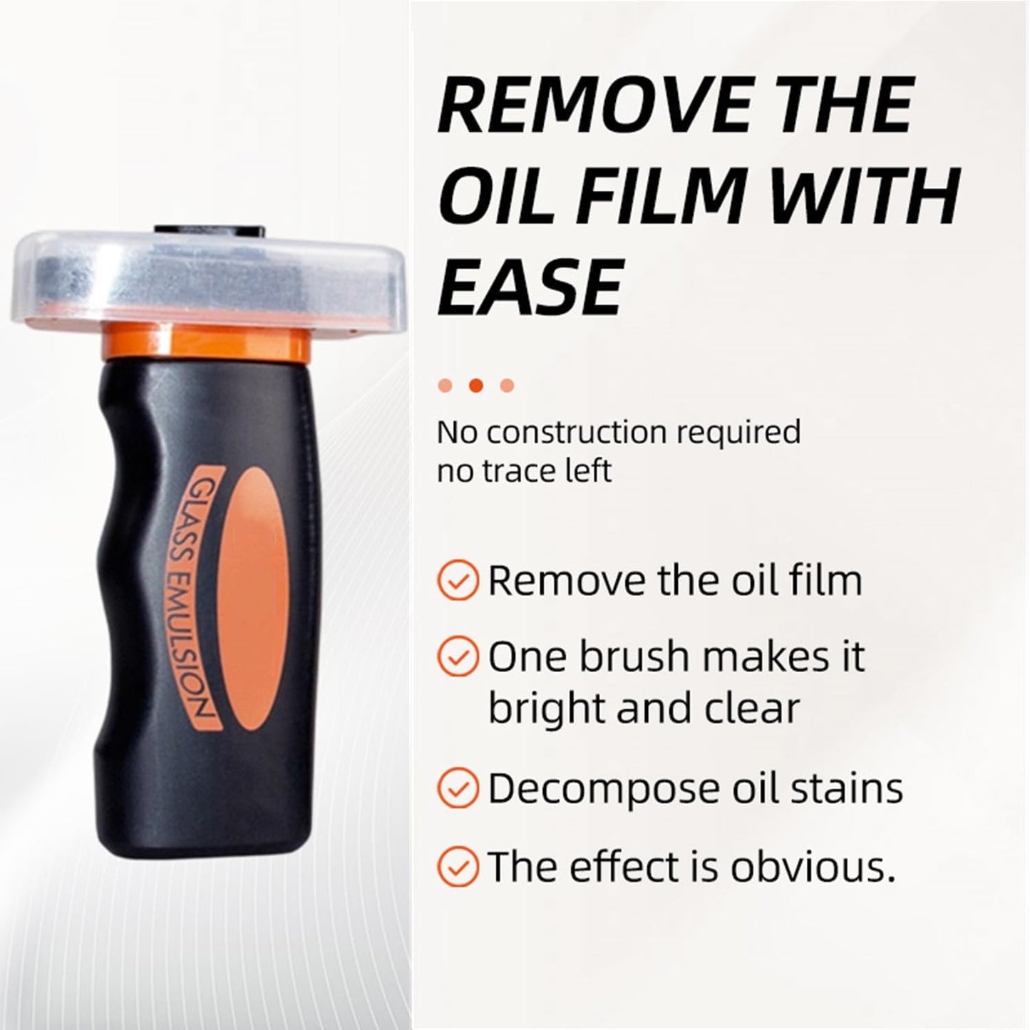 Glass Emulsion Cleaner, Car Glass Oil Film Remover, Roll-On Glass Guard with Brush, Anti-Fog Windshield Cleaner Removes Oil Grease Fog for Clear Driving Visibility