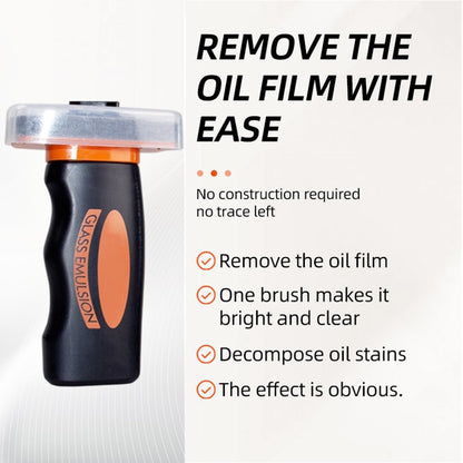 Glass Emulsion Cleaner, Car Glass Oil Film Remover, Roll-On Glass Guard with Brush, Anti-Fog Windshield Cleaner Removes Oil Grease Fog for Clear Driving Visibility