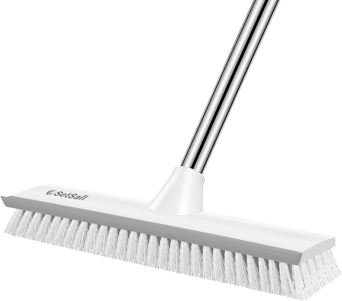 SetSail Floor Scrub Brush with 51-Inch Long Adjustable Handle 2 in 1 Scrape Brush Stiff Bristle Floor Scrubber for Cleaning Shower Bathroom Garage Kitchen Wall Deck Tub Tile