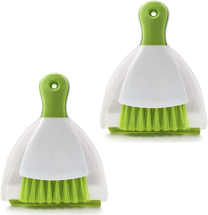 Small Hand Dust Pan and Brush - Small Broom and Dustpan Set, Mini Broom and Dustpan, Compact Dustpans and Brush for Home Cleaning, Sofa, Desk, Guinea Pig Cage, Cat Litter, etc. (Light Green)