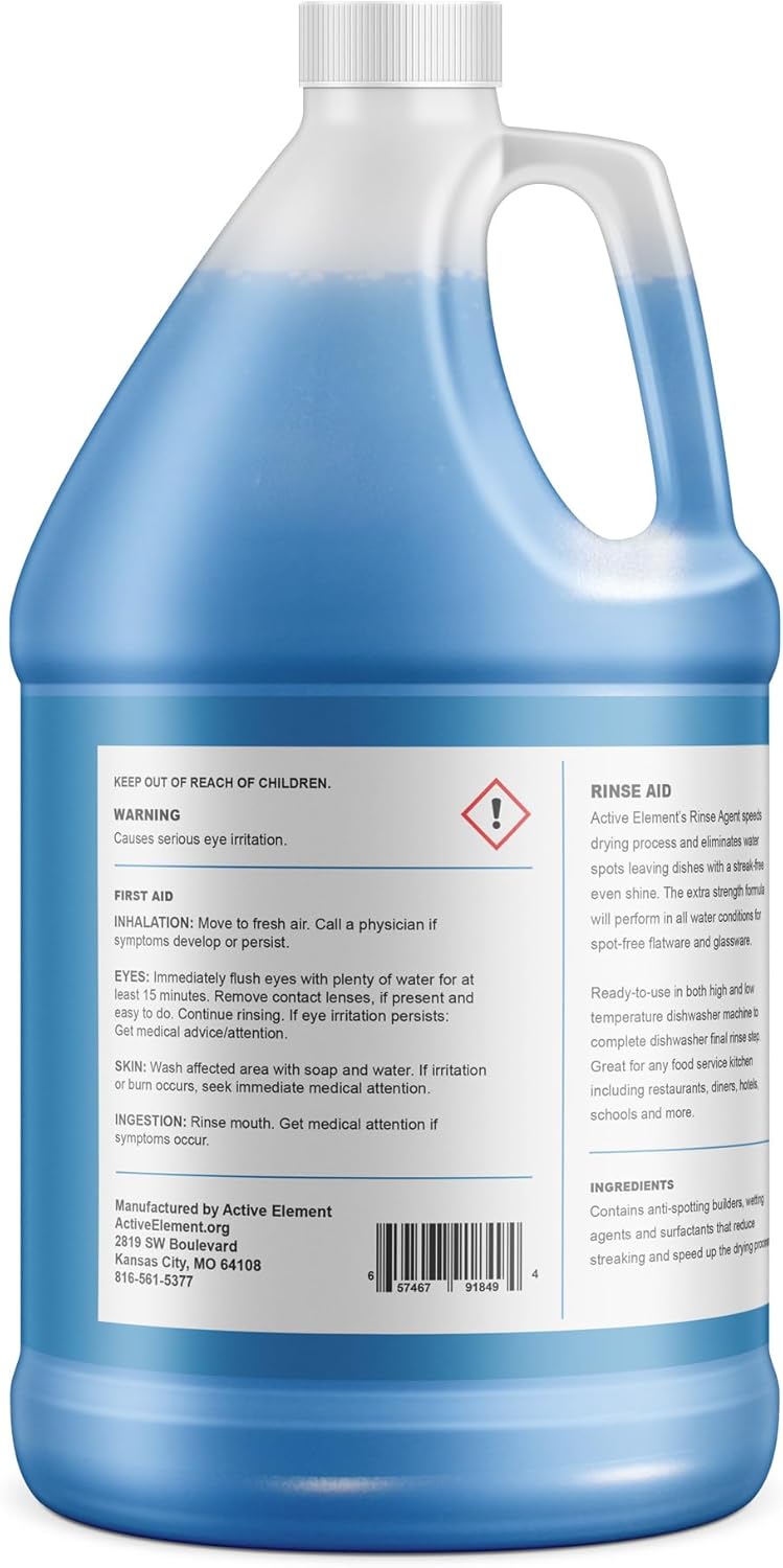 Dishwasher Rinse Aid - 1 Gallon - Extra Strength – Eliminates Water Spots - Sreak Free Shine - Enhances Drying - Dishwasher Rinse Aid Liquid