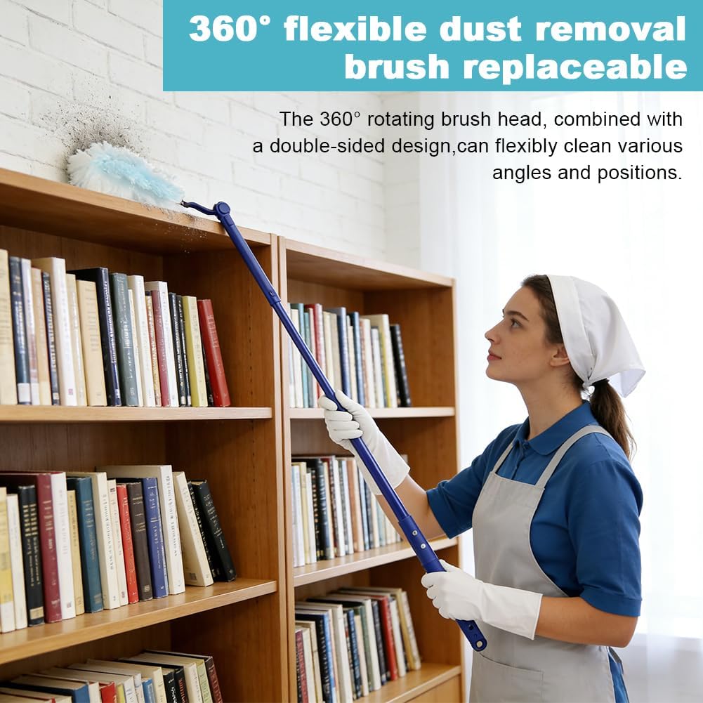 30 Count 360° Heavy Duty Duster Refills Compatible with Swiffers, Feather Duster Refill Disposable Dusters Kit with 2 Handles and 2 Crevice Brushes