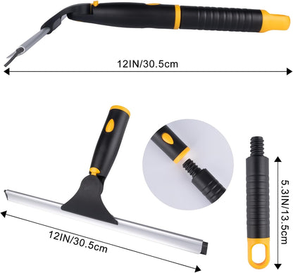 Swivel Shower Squeegee for Glass Doors, All-Purpose Anti-Slip Window Squeegee with 2 Blades, Window Cleaner Tool Bathroom Squeegee for Shower Doors, Tile Shower Walls，Mirrors,Car Windshields