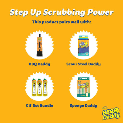 Scrub Daddy Household Cleaning + BBQ Bundle - BBQ Daddy Bristle Free Grill Brush - 2 Microfiber Cleaning Towels - All Purpose Cleaner PowerPaste Cleaning Paste + Scrub Mommy Sponge