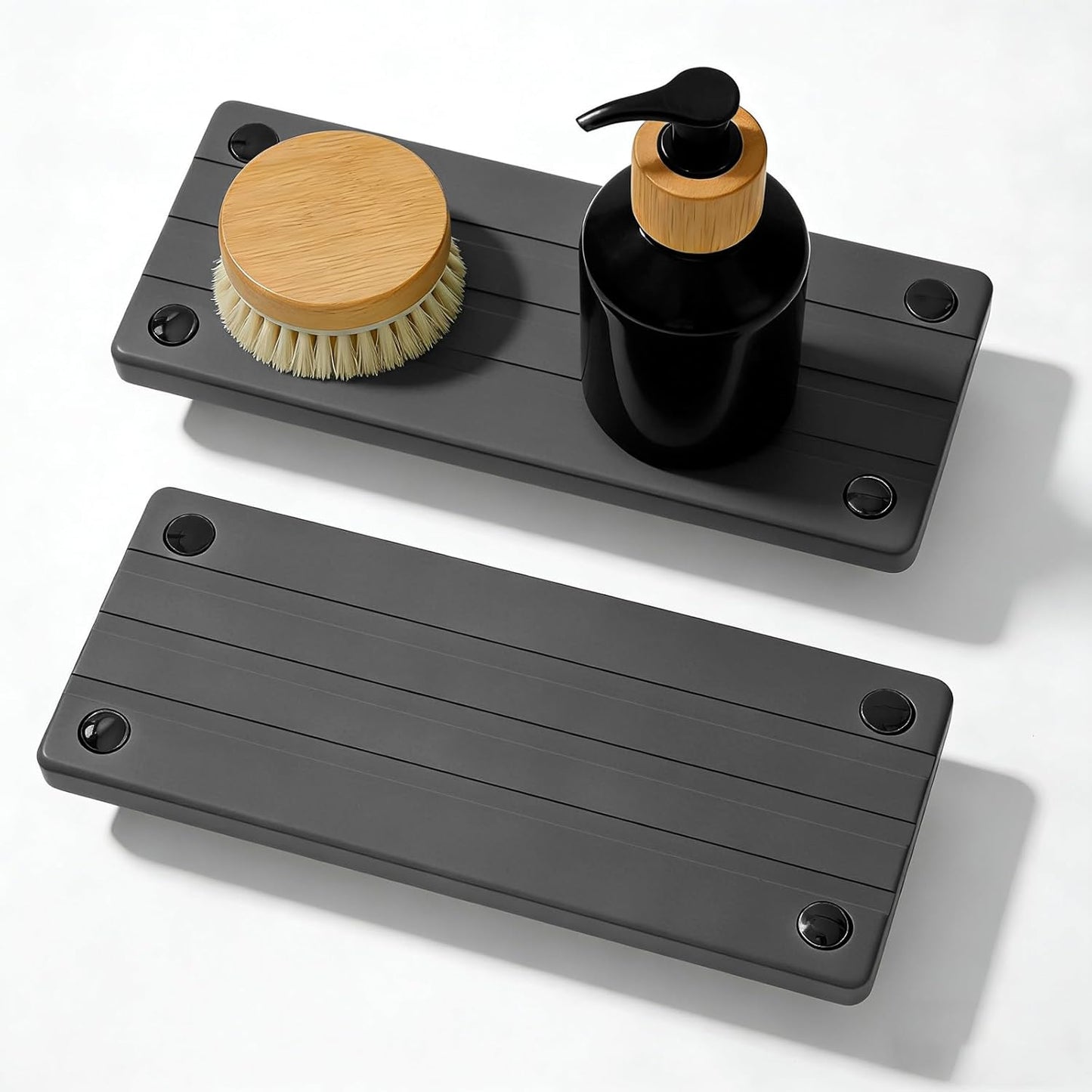Instant Dry Sink Tray, Anti-Slip Stone Sink Caddy, Durable Kitchen Sink Organizer, Quick Dry Water Absorbing Stone Tray for Bathroom Counter, Stone Soap Tray -Dark Gray