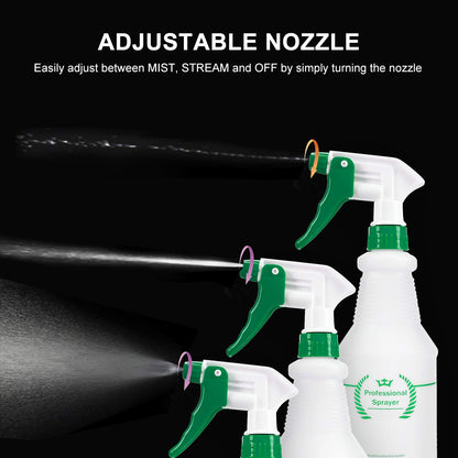 Plastic Spray Bottle 2 Pack, 32 Oz, All-Purpose Heavy Duty Spraying Bottles Leak Proof Mist Empty Water Sprayer for Cleaning Solution, Essential Oils, Hair, Planting, Pet with Adjustable Nozzle - Red