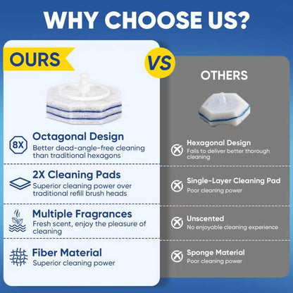 30Ct Aromative Toilet Brush Refills, Toilet Bowl Cleaner Refills, Double-Layer Cleaning Pads Added, Disposable Refill Heads for Toilet Bowl Cleaner Wands，Lemon, Blue Ocean, Lavender （Patented）