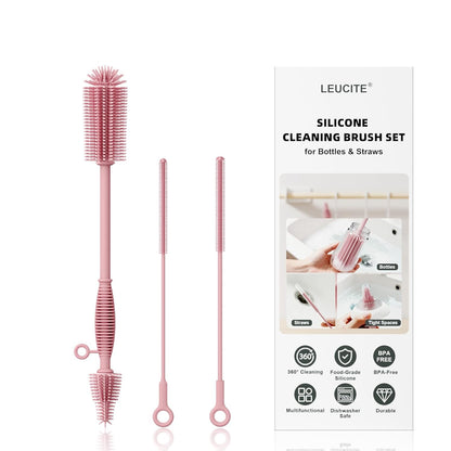 Reusable Silicone Straw Cleaner Brush Set, 2-Pack Extra Long Straw Cleaning Brush for Metal Glass Water Bottle Drinking Straws, Flexible&Bendable Design, Dishwasher Safe, 6mm & 8mm Diameter