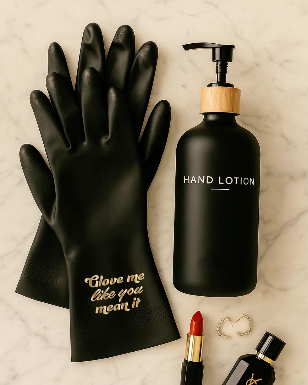 We Glove It™ Chic Black Dishwashing Gloves – Stylish, Reusable & Fun Gift with Flirty Sayings for Kitchen Cleaning