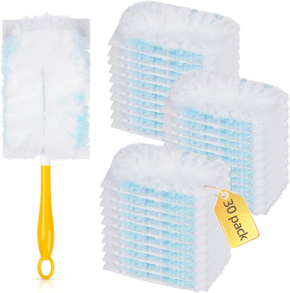 30 Count Duster Refills Compatible with Dusters 180° Handle Dusters, 180° Heavy Duty Multi-Surface Duster Replacement with 1 Standard Handle, Unscented