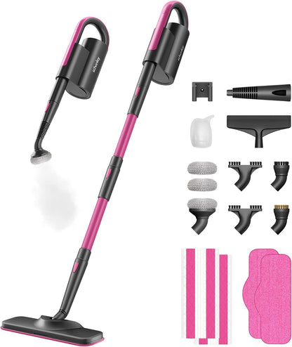 Schenley Steam Mop Cleaner Powerful - 15s Fast Heat-Up, Chemical-Free for Hardwood/Tile/Laminate & Floors/Walls, Washable Pads, 3 Modes for Carpet, Lightweight, Self-Standing, Sleek Design