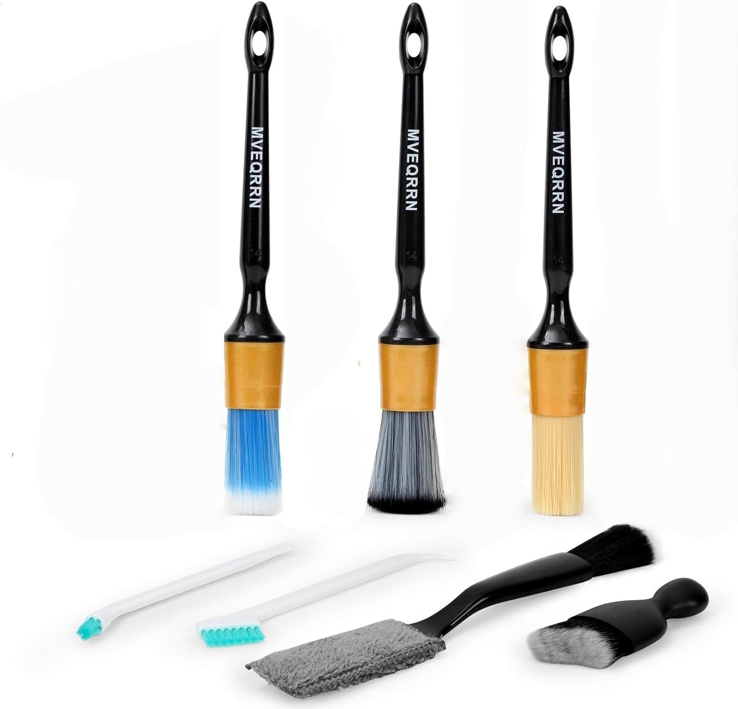10PCS Car Detailing Brush Set,Boars Hair Car Cleaning Detail Brush kit,Ultra Soft No Scratch Car Dust Brush,Car Interior Detailing Brushes Kit,Detail Brushes Car Detailing for Interior Exterior(gold)