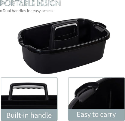 Large Cleaning Supplies Caddy Portable Shower Basket Supply Organizer with Handle Plastic Bucket Tool Storage for Bathroom, Bedroom, Kitchen, College Dorm, Garden, Dark Gray 2 Pack