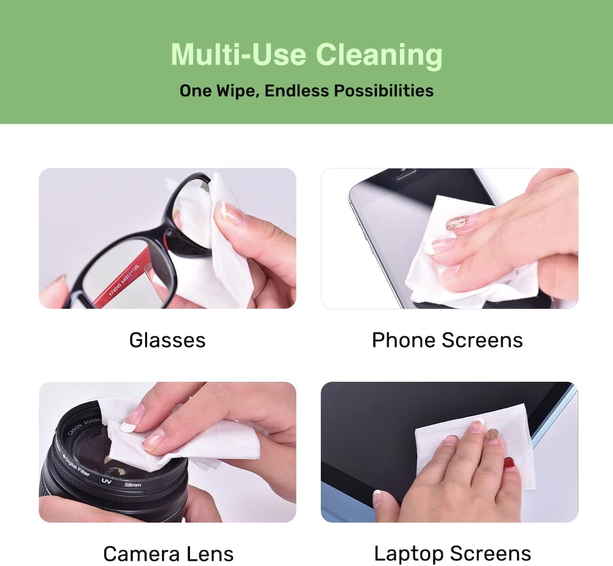 Optix Lens Cleaning Wipes - 300 Pre-Moistened, Individually Wrapped Wipes for Eyeglasses, Camera Lenses, Tablets, Phones, Computer Screens, and Other Surfaces