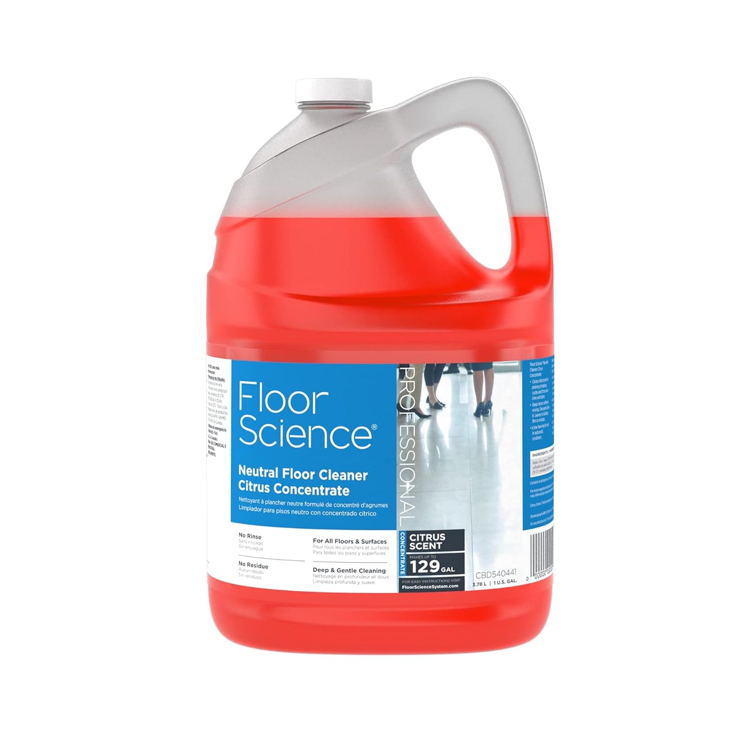 Diversey Floor Science CBD540441 Professional Neutral Floor Cleaner, Deep & Gentle Cleaning with No Residue, Citrus Scent, Concentrate, 1-Gallon