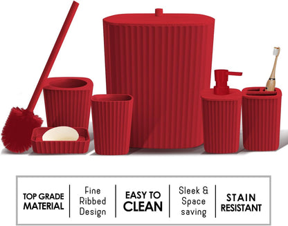 Clara Clark Bathroom Set - Sage Green Bathroom Accessories Set, 6PC Bathroom Accessory Set, Bathroom Sets with Toilet Brush, Trash Can & Soap Dispenser