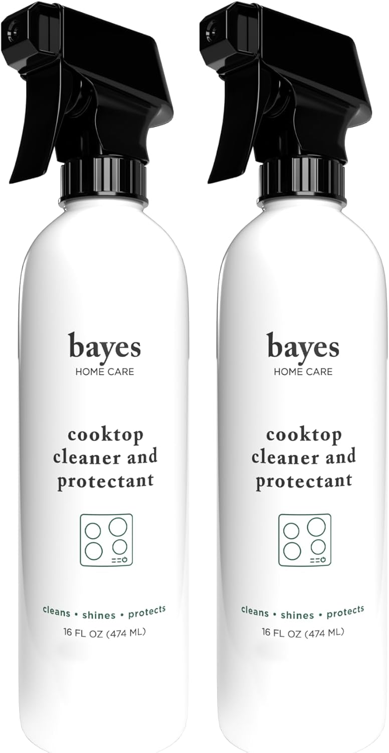 Bayes Cooktop Cleaner and Protectant for Daily Use - Cleans, Shines and Protects Ceramic Glass and Enamel Cooktops - For Fingerprints, Grease, Residue, and Smudges - 16 oz