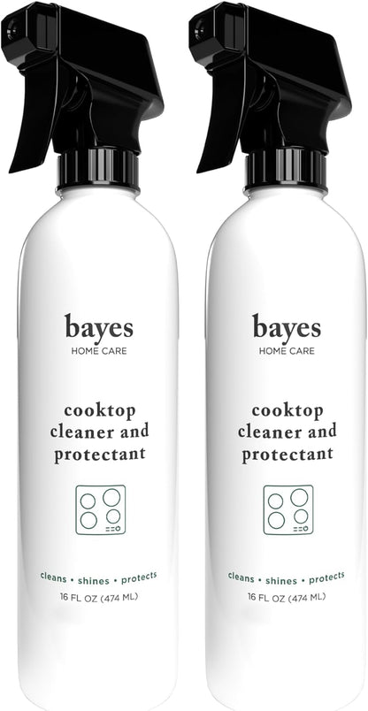 Bayes Cooktop Cleaner and Protectant for Daily Use - Cleans, Shines and Protects Ceramic Glass and Enamel Cooktops - For Fingerprints, Grease, Residue, and Smudges - 16 oz