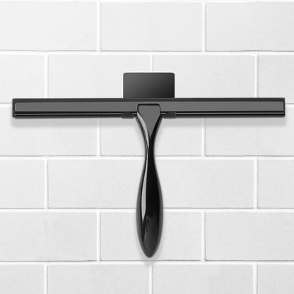 Simtive 12-Inch Shower Squeegee Set, Includes Shower Door Hook and Adhesive Hook, Squeegee for Shower Doors, Mirror and Window, Silver