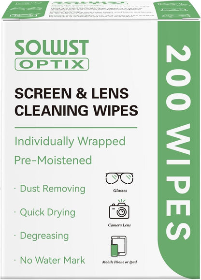 Optix Lens Cleaning Wipes - 300 Pre-Moistened, Individually Wrapped Wipes for Eyeglasses, Camera Lenses, Tablets, Phones, Computer Screens, and Other Surfaces
