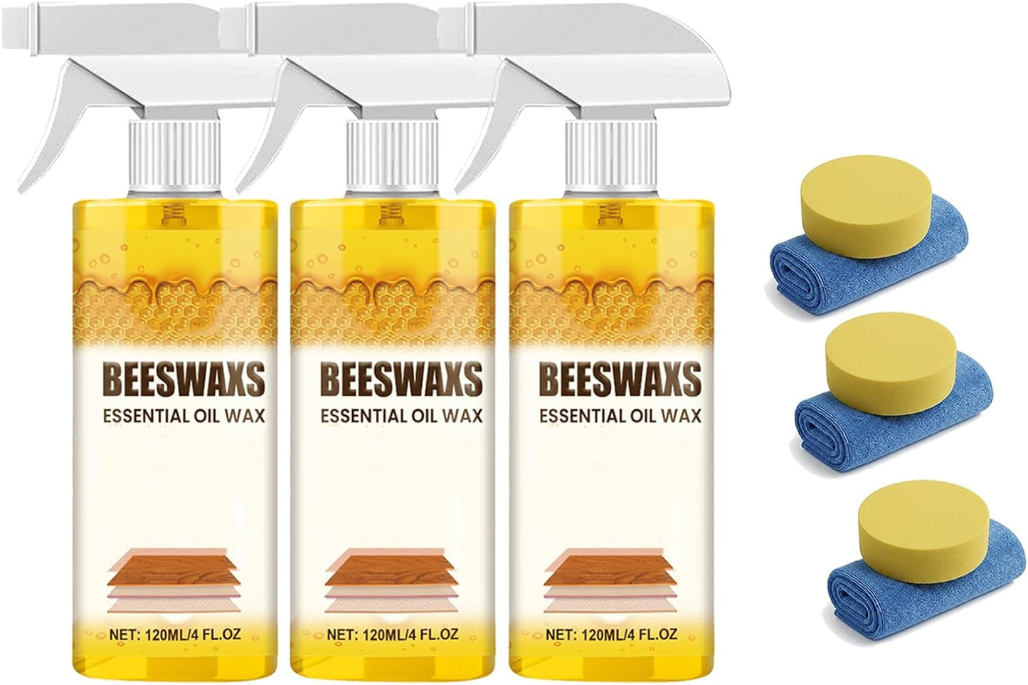 Natural Beeswax Repairing and Care Spray, 120ml Beeswax Wood Polish Spray, Restores Shine & Removes Scratches, For Wood Floors, Furniture and Wooden Cabinet (1 Set)