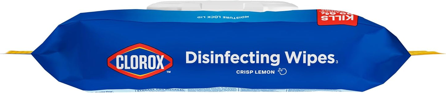 Clorox Disinfecting Cleaning Wipes Flex Pack, Bleach Free, Crisp Lemon, 75 Count (Pack May vary)