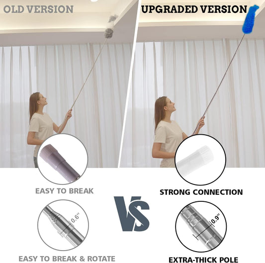 Microfiber Duster Kit for High Ceiling (6pcs), Extendable Dusters for Cleaning with 100" Extension Pole, Long Feather Duster for Fan/Car, House Cleaning Tool Kit by OOSOFITT