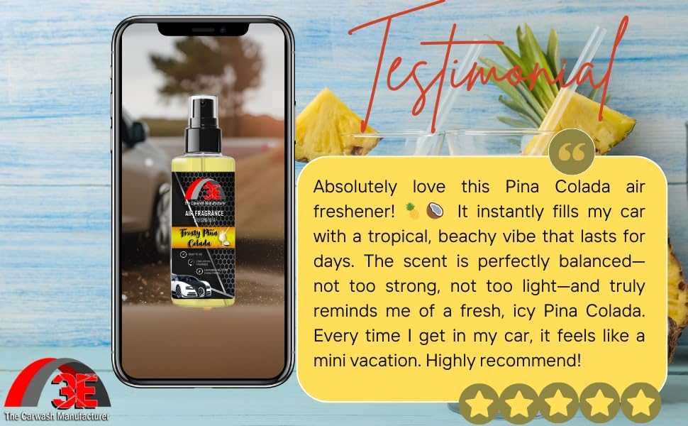 3E Car Air Freshener Premium Baby Powder Scent 16 fl oz – Professional Automotive Air Freshener & Odor Eliminator, Long-Lasting Interior Fragrance for Cars, Trucks, SUVs, RV, Home & Office