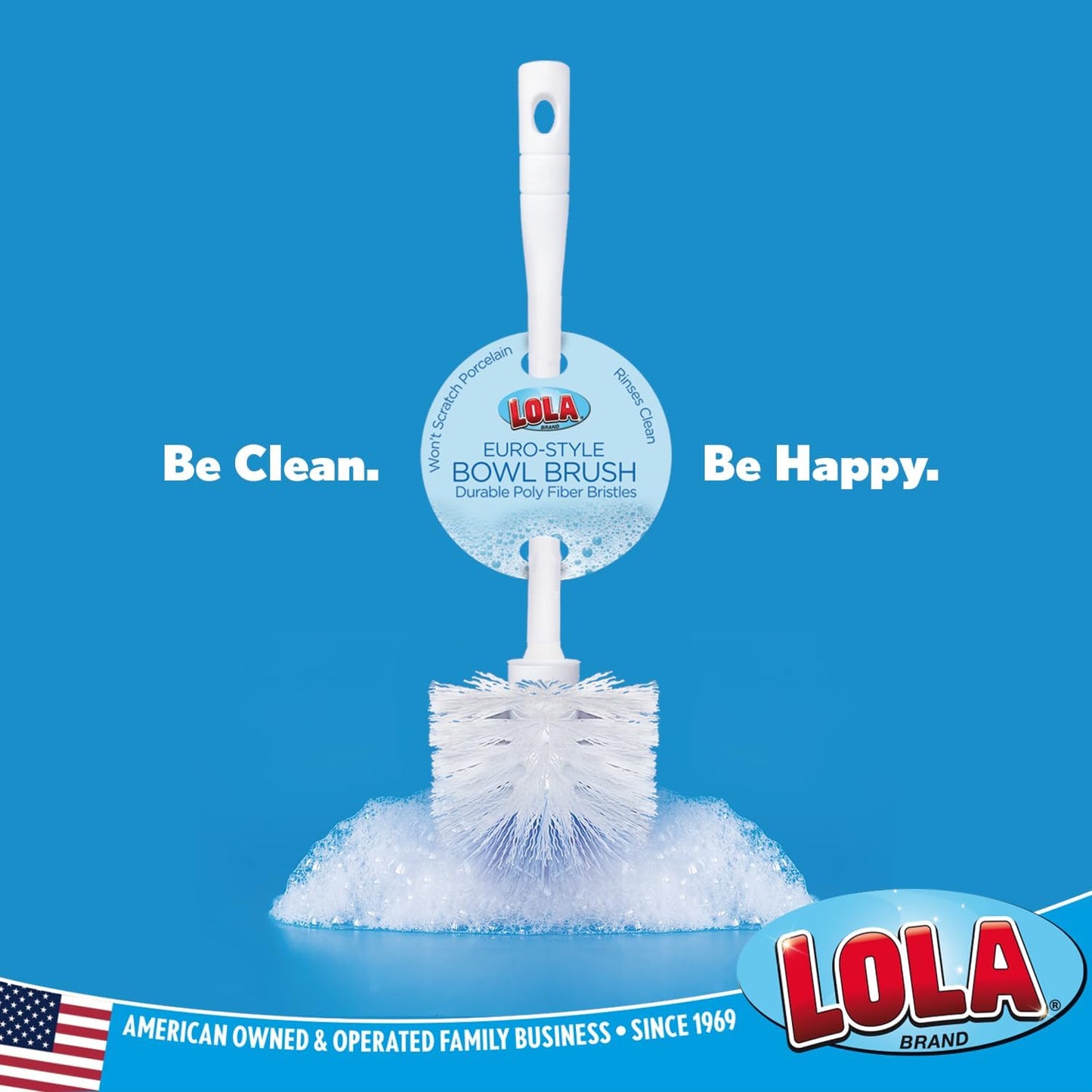 Toilet Brush and Holder Set, By LOLA, 2 Pack, Classic Version, Durable Bristles for Deep Cleaning, w/Compact Space Saving Storage Holder
