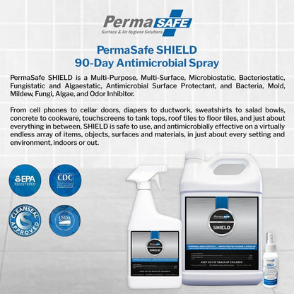 PermaSafe SHIELD, 90-Day Antimicrobial Surface Protectant; Mold, Mildew, Fungi, Algae and Odor Inhibitor, and More. (32 Oz.)
