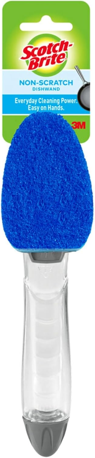Scotch-Brite Non-Scratch Dishwand Kit, Includes 1 Wand & 8 Refill Pads, Keep Hands Out of the Mess, Blue