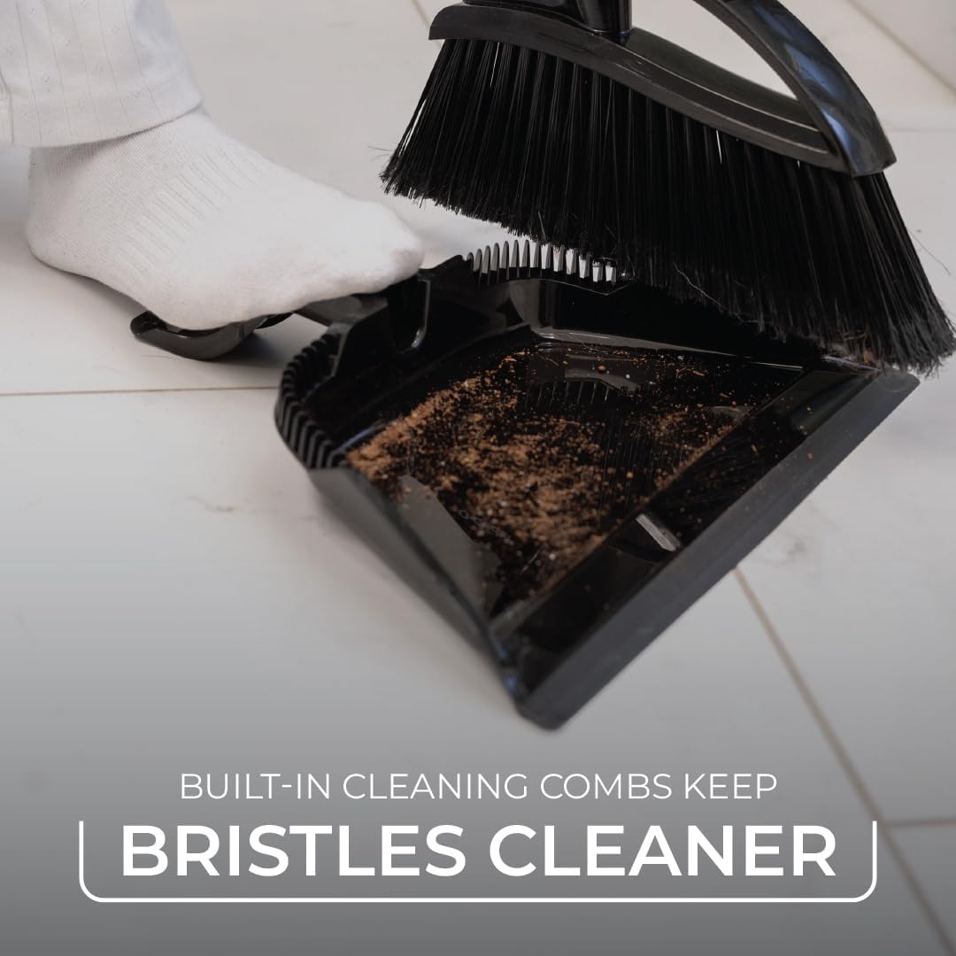 O-Cedar One Sweep Broom with Step-On Dustpan | Remove 99% with One | Lightweight Quiet Cleaning Tool | Ideal for Pet Owners
