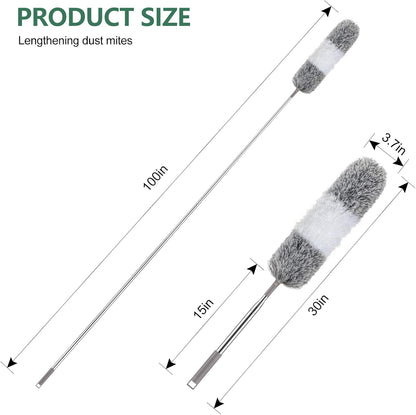 SetSail Extra-Long Dusters with Extension Pole 100-inch for Cleaning, Bendable Microfiber Head Washable Ceiling Fan Duster for High Ceilings, Furniture
