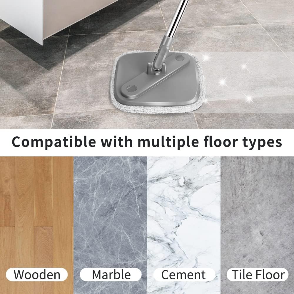 4PC Pads for KZKR Spin Mop and Bucket Set with Self Separation Dirty and Clean Water System, Self Wringing Rotating Square Mop-Head for Hardwood Tile Marble Floors