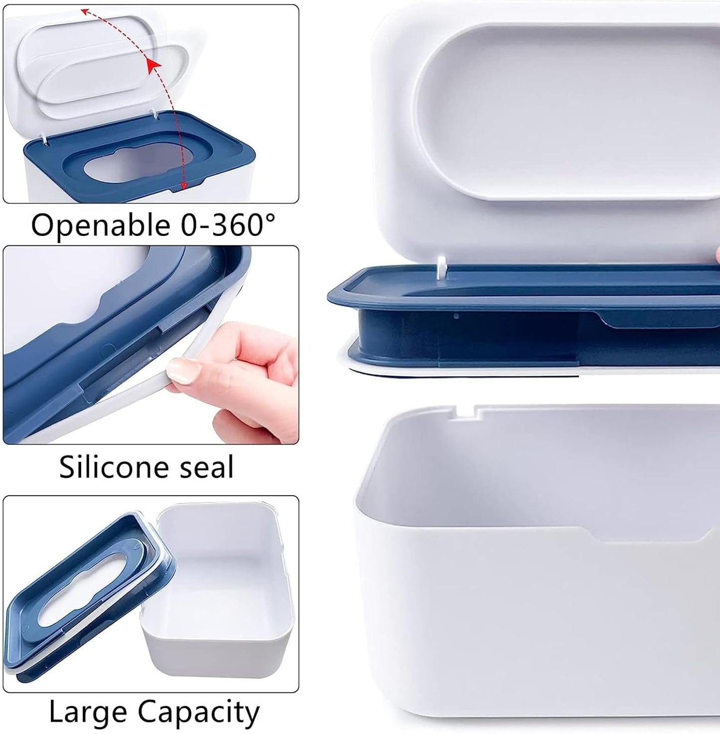 Wipe Dispenser White,Reusable Flushable Wipe Holder Set with 2Pcs Refillable Portable Wipe Bag for Baby Adult Bathroom,Wipe Container with Lids Keeps Wipes Fresh,Baby Shower New Mom Gifts